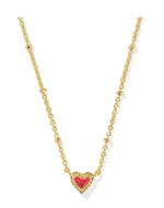 Load image into Gallery viewer, Mini Ari Heart Red Kyocera Opal Gold Satellite Necklace
