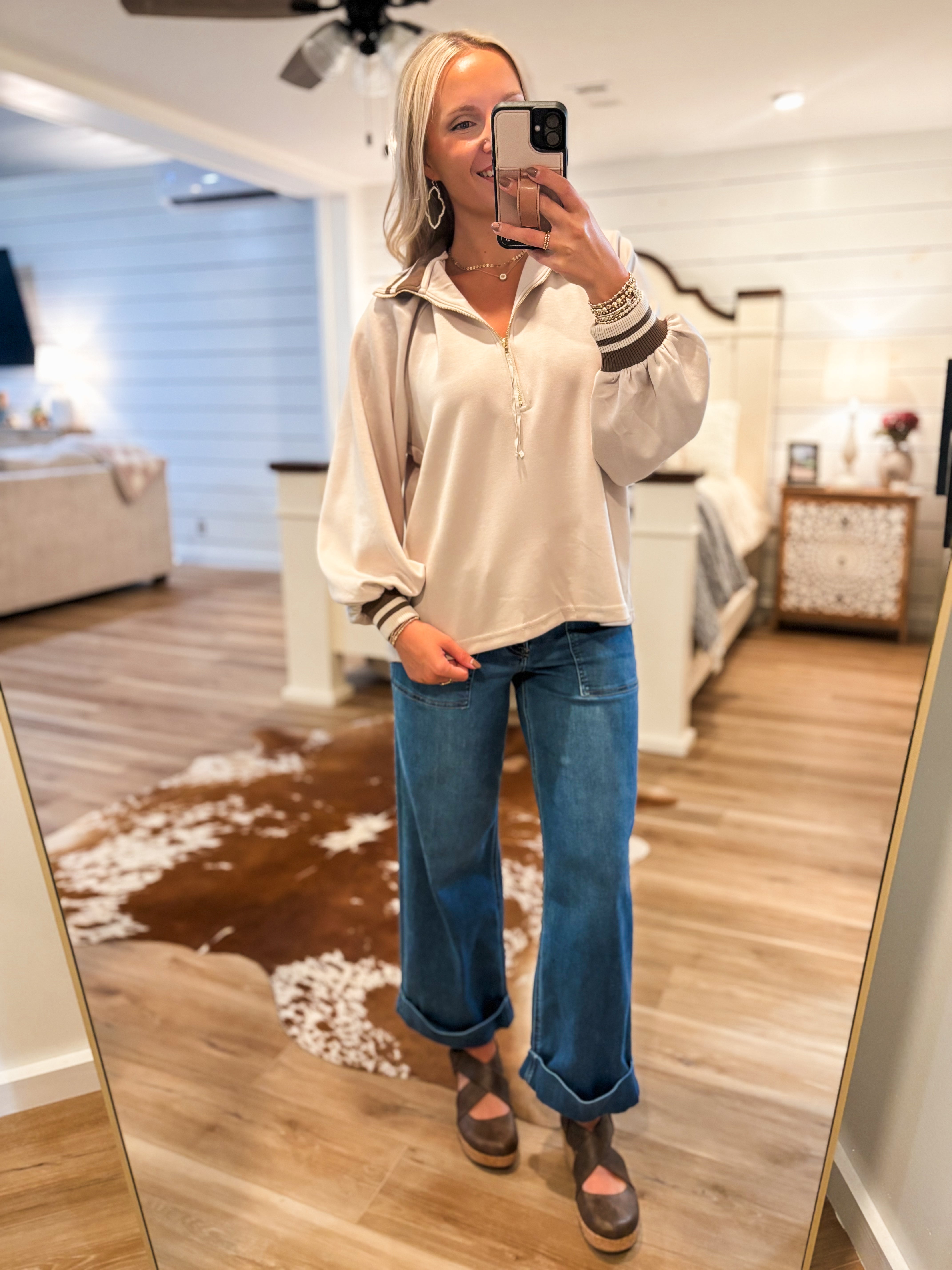 Not For Long Almond Luxe Knit Blouse