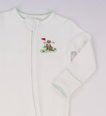 Load image into Gallery viewer, Pip Embroidered Zip Romper -Barks &amp; Birdies
