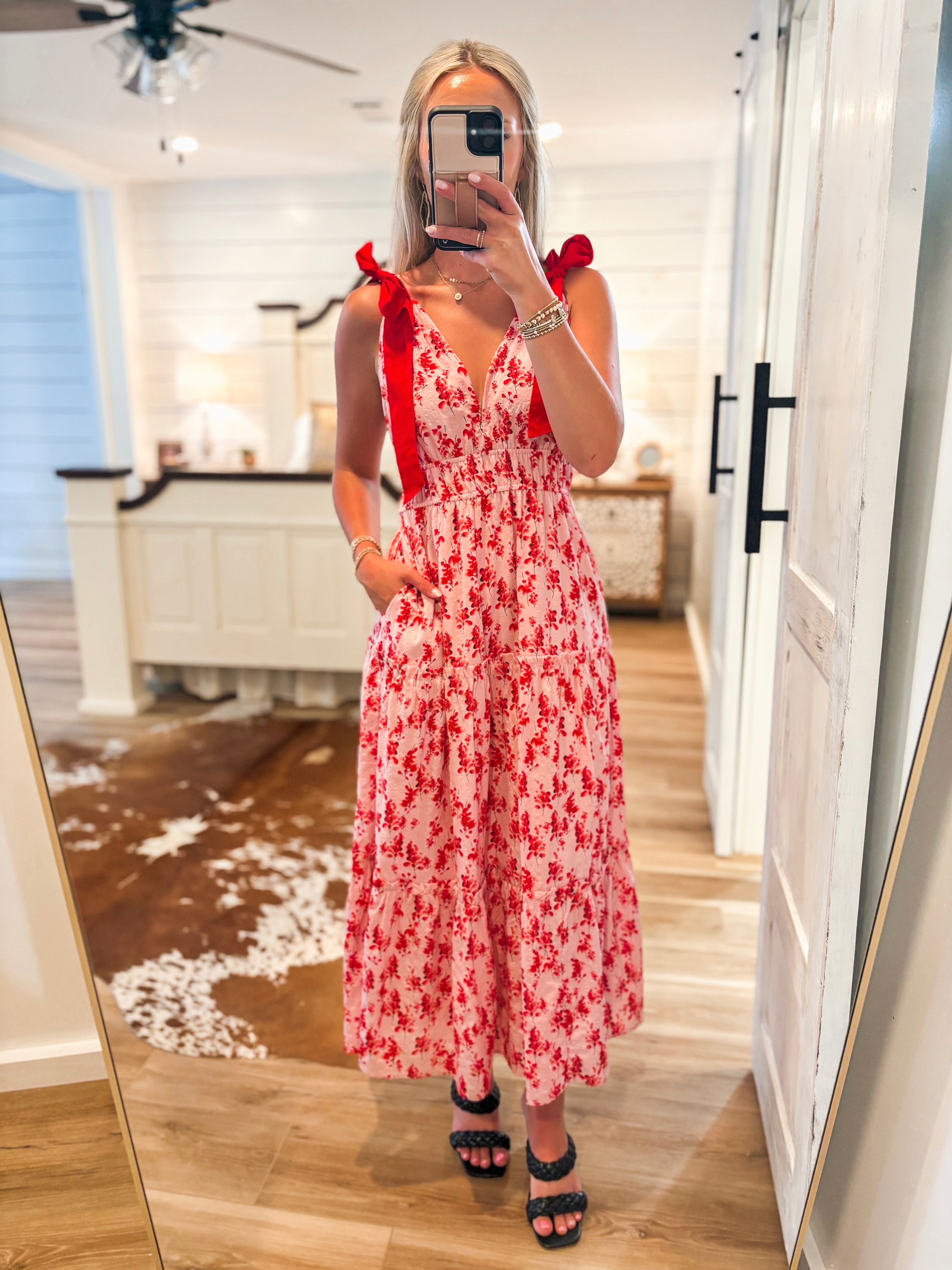 Better Off Red Floral Maxi Dress