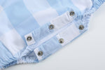 Load image into Gallery viewer, Large Blue Check Bubble Romper
