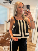 Load image into Gallery viewer, Summer Reservation Black Tank &amp; Palazzo Pant Set

