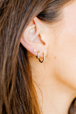 Load image into Gallery viewer, Huggie Earrings - Scarlett Hoop Gold 8mm CZ
