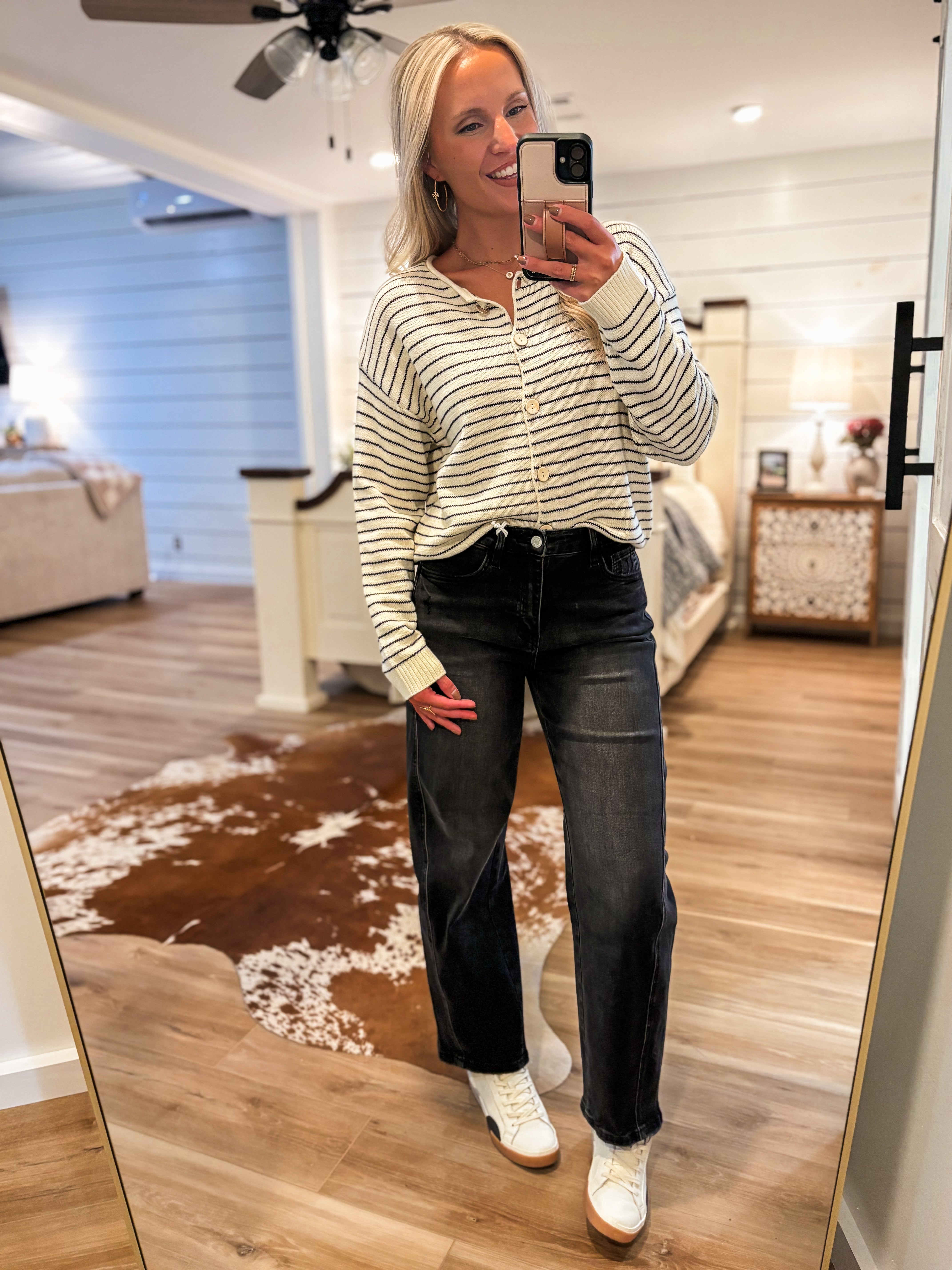 Hope For It Cream & Black Stripe Cardigan