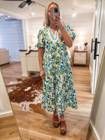 Load image into Gallery viewer, Calling In Blue Floral Midi Dress
