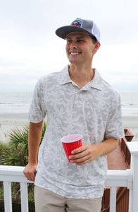 Laid Back Gray Floral Simply Southern Polo