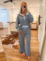 Load image into Gallery viewer, Closer Now Blue Stripe Pullover &amp; Lounge Pant Set
