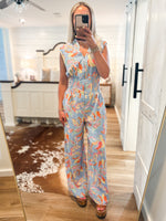 Load image into Gallery viewer, Get To You Blue Paisley Jumpsuit
