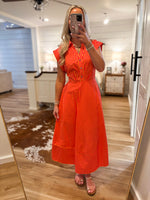 Load image into Gallery viewer, Way Out Hot Pink/Orange Stripe Midi Dress
