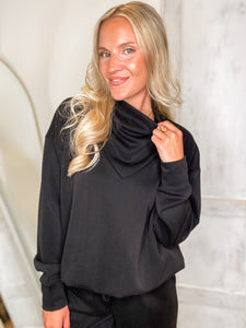 Set The Tone Black Modal Pullover & Jogger Pant Set