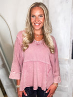 Load image into Gallery viewer, Time For It Mauve Mineral Washed Easel Blouse
