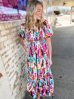 Load image into Gallery viewer, Thought Of You Magenta &amp; Ivory Maxi Dress
