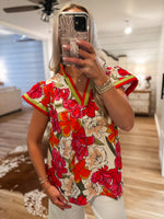 Load image into Gallery viewer, Taking Suggestions Berry Floral S/S Blouse
