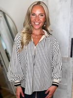 Load image into Gallery viewer, Time To See Black &amp; Ivory Stripe Blouse
