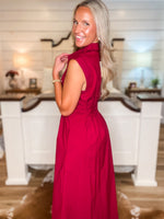 Load image into Gallery viewer, Going Along Burgundy Front Zip Midi Dress
