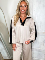 Load image into Gallery viewer, Walking On Taupe Contrast Pullover &amp; Lounge Pant Set
