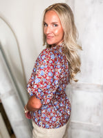 Load image into Gallery viewer, Taking It Rouge Floral Blouse
