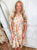 Load image into Gallery viewer, Chosen By You Tangerine Paisley Mini Dress
