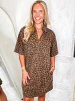 Load image into Gallery viewer, What We Have Mocha Leopard Denim Mini Dress
