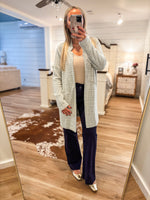 Load image into Gallery viewer, Beyond Words Navy Plaid Long Cardigan
