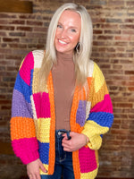 Load image into Gallery viewer, Walking Through Leaves Color Block Chunky Knit Cardigan
