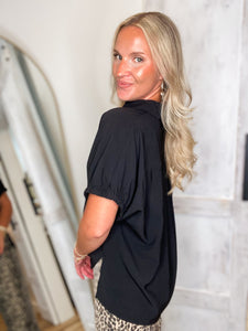 Just Fine Black Tunic Blouse