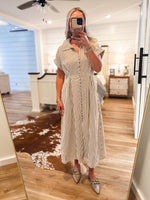 Load image into Gallery viewer, Taking Risks Brown Stripe Midi Dress

