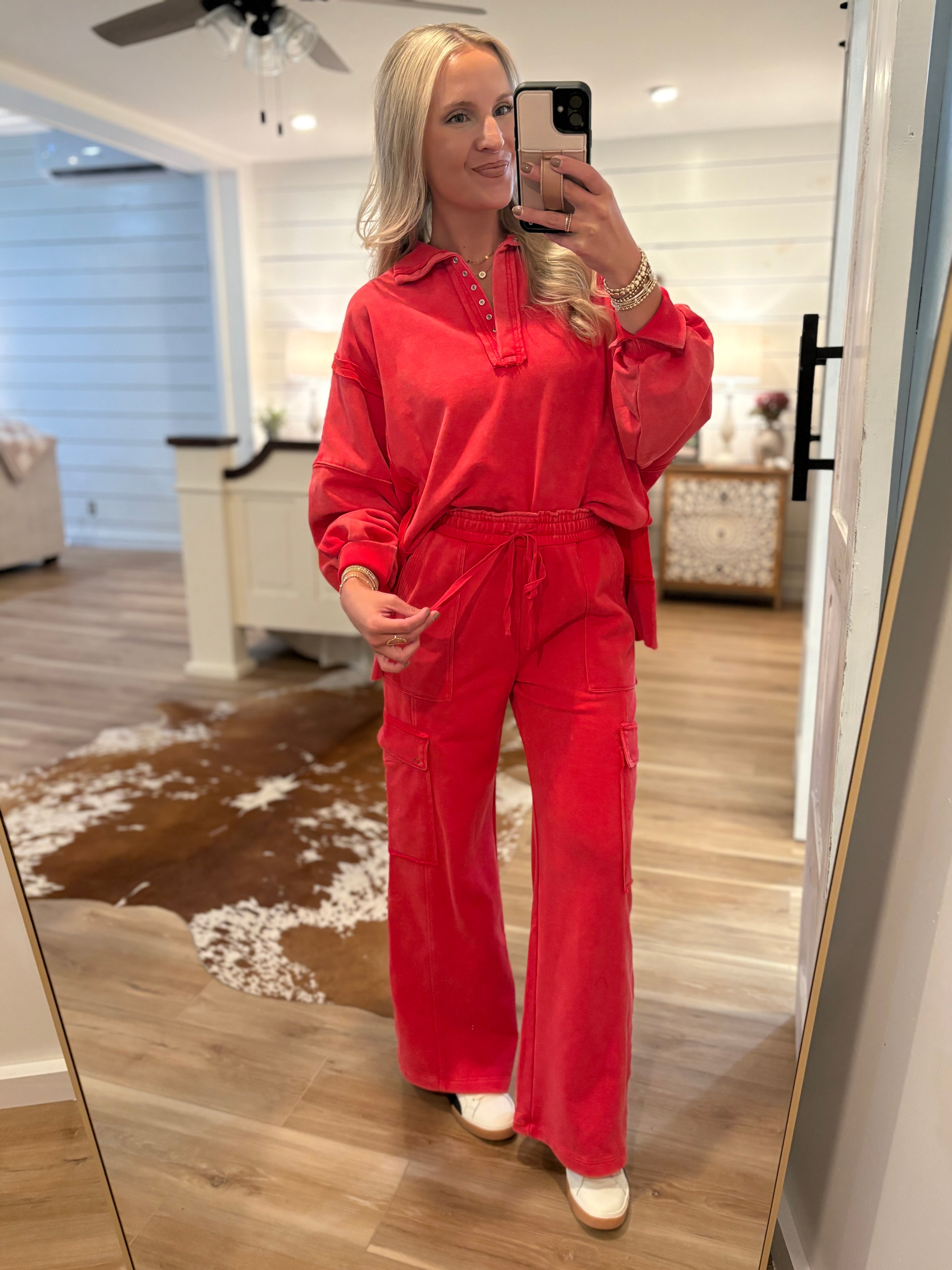 All In Red Pullover & Cargo Lounge Pant Set