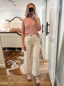 Break Through Cream Cropped Trouser Pant