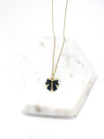 Load image into Gallery viewer, Black Bow Charm Necklace Gold Coquette Demure
