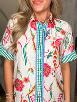 Load image into Gallery viewer, At Best Multi Floral Contrast Button Down THML Dress
