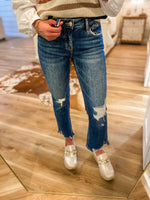 Load image into Gallery viewer, Spellbound Mid Rise Kick Flare Vervet Denim
