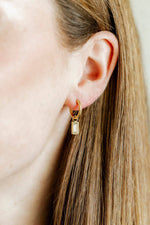 Load image into Gallery viewer, Huggie Charm Earrings - Edith Clear Gold
