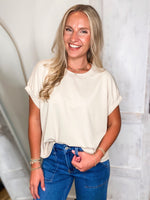 Load image into Gallery viewer, Simple Touch Ecru Jersey Knit Blouse
