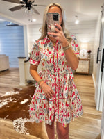 Load image into Gallery viewer, Welcome In Fuchsia Floral Mix Mini Dress
