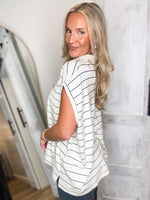 Load image into Gallery viewer, Keep Going White Stripe Polo Top
