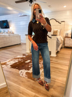 Load image into Gallery viewer, High Rise Cuffed Wide Leg Vervet Denim
