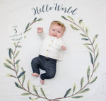 Load image into Gallery viewer, Baby&#39;s 1st Year Swaddle &amp; Milestone Cards - Hello World
