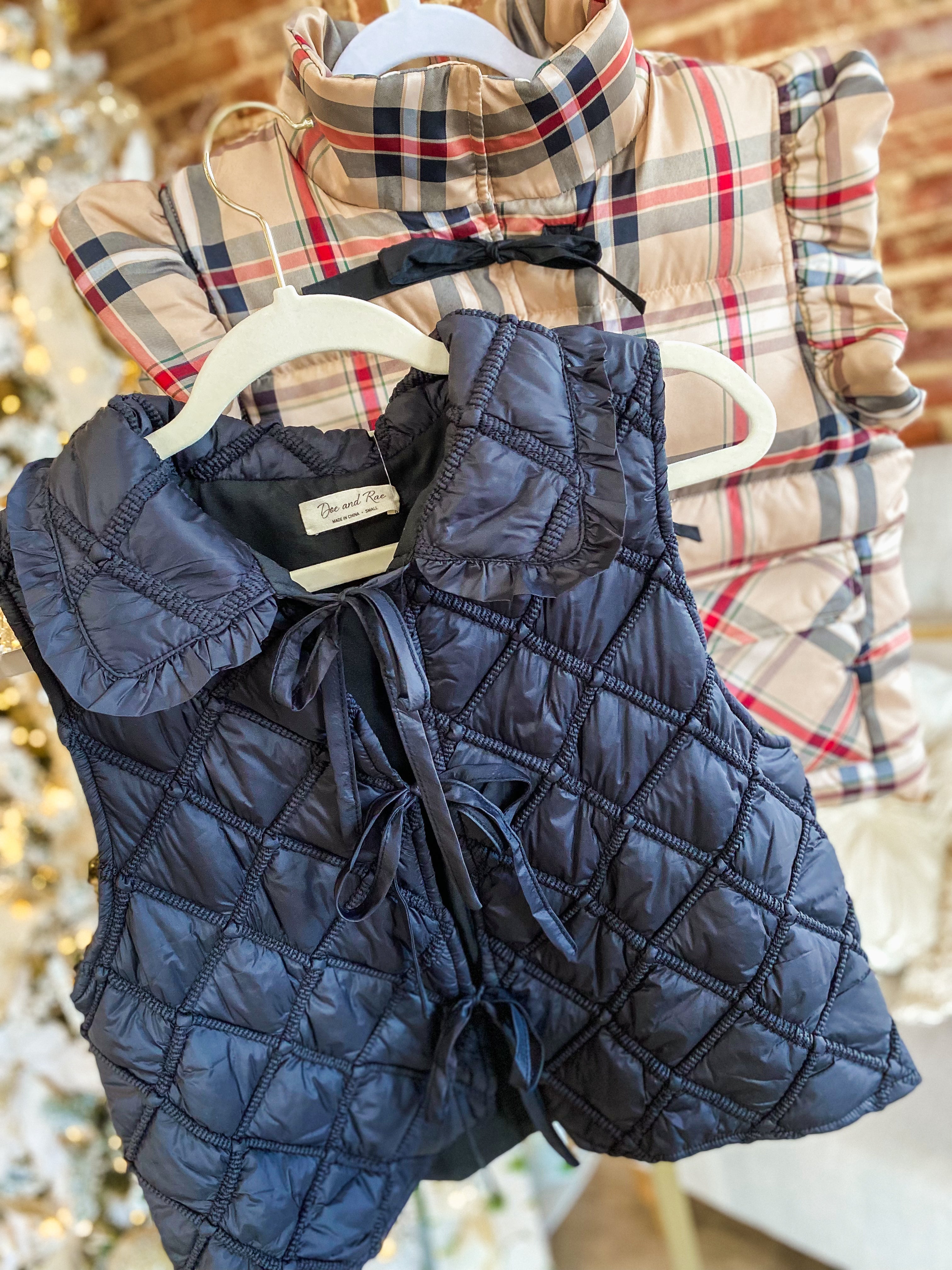 Always Mine Bow Tie Black Quilted Vest