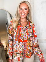 Load image into Gallery viewer, Best Chance Orange Multi Patch Print Blouse
