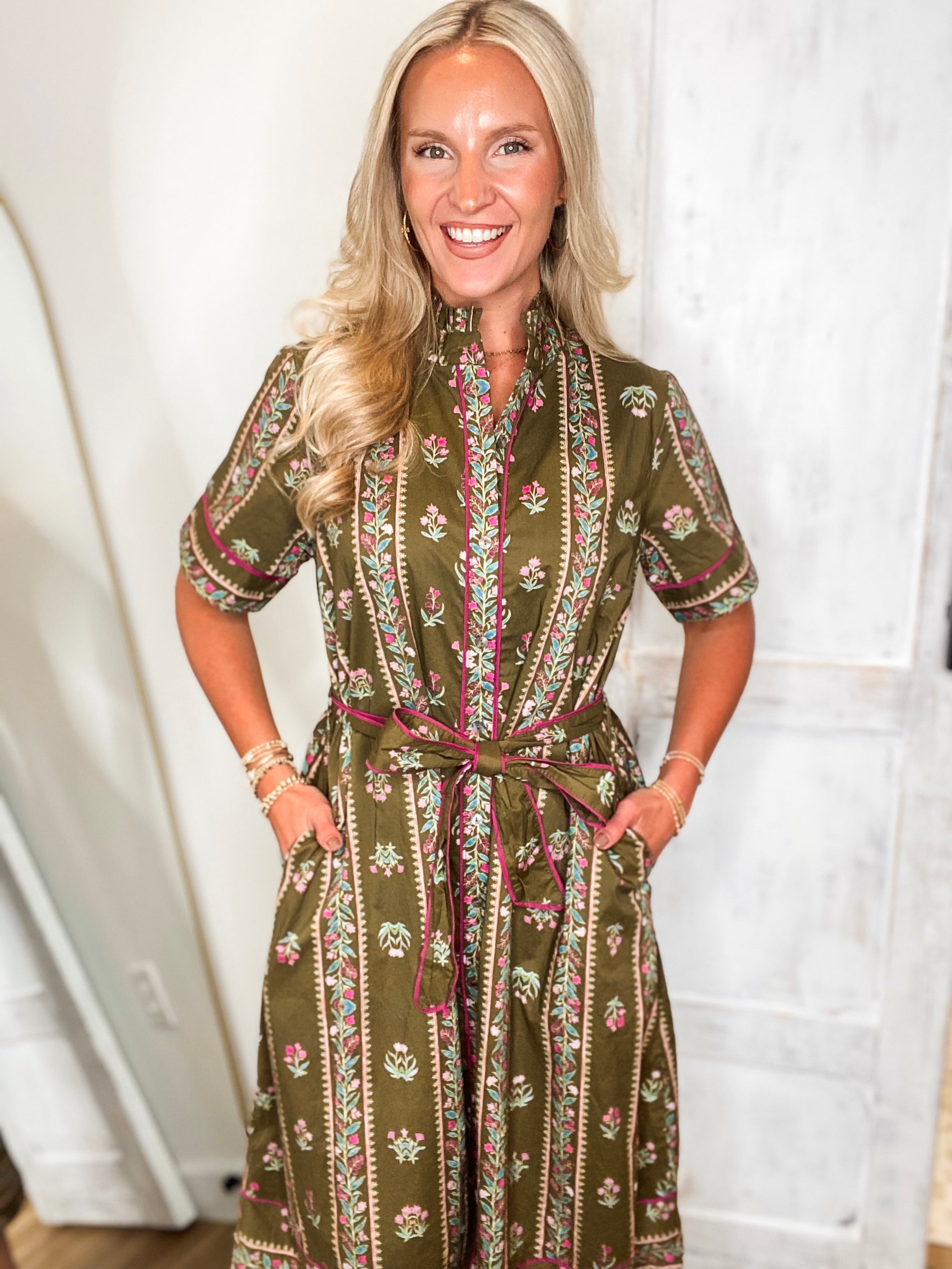 All The Feelings Olive Floral Midi Dress