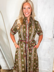 All The Feelings Olive Floral Midi Dress