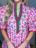 Load image into Gallery viewer, Something Like This Pink Floral Contrast Midi
