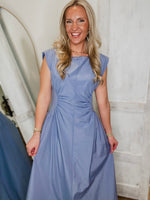 Load image into Gallery viewer, Pretty Things Slate Blue Midi Dress
