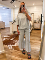 Load image into Gallery viewer, Enjoying This Gray Stripe Tee &amp; Lounge Pant
