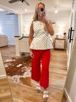 Load image into Gallery viewer, Hand In Hand White/Navy Polka Dot Peplum Blouse
