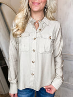 Load image into Gallery viewer, Working Girl Ivory Button Down Blouse
