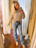 Load image into Gallery viewer, Long Time Coming Mocha Loose Knit Sequin Sweater
