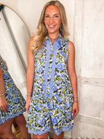 Load image into Gallery viewer, Sweet Blooms Blue Floral Mini Dress
