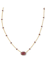 Load image into Gallery viewer, Mini Elisa Maroon Magnesite Gold Enamel Framed Pendant Necklace
